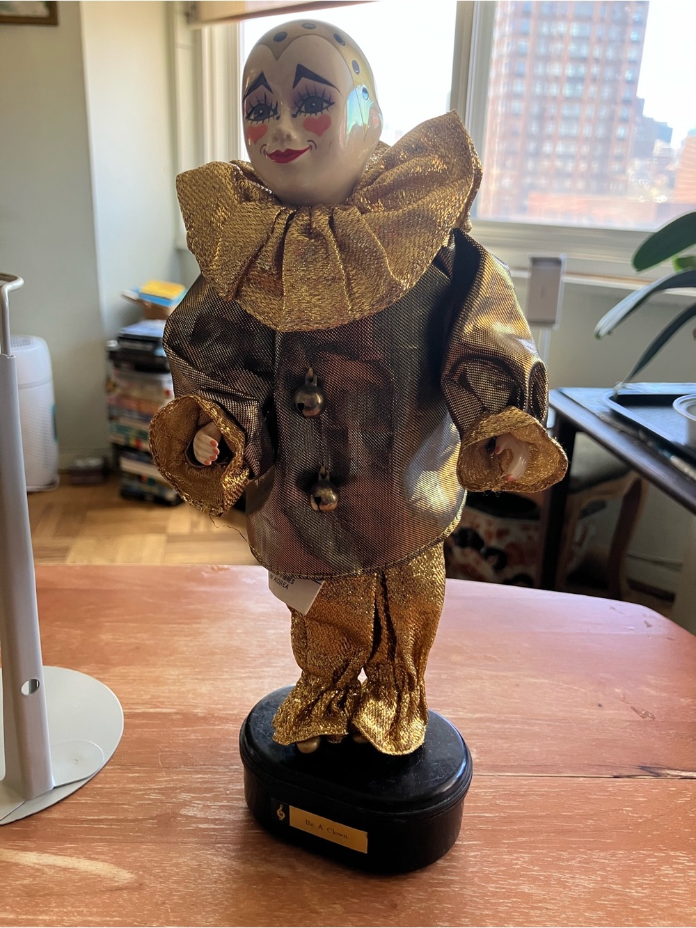 Gold Clown Figurine with Bell Accents